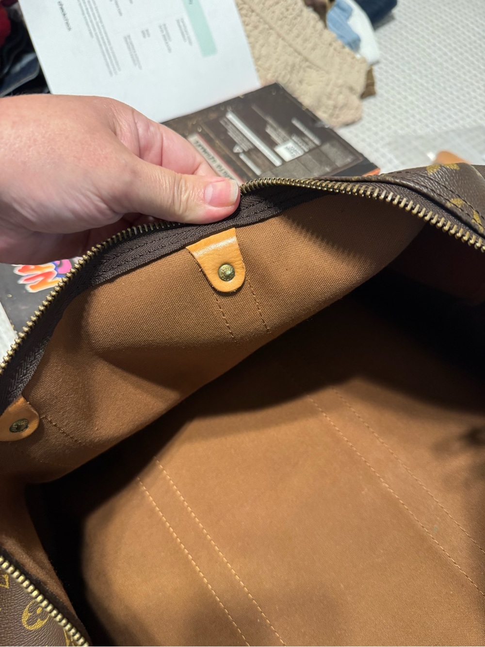 Louis Vuitton Brown Monogram Canvas Keepall with Certificate of Authenticity - Picture 9 of 13